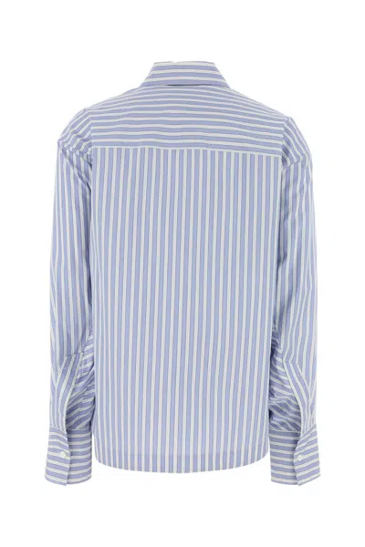 Attico Blue And White Striped Oversized Cotton Shirt In Whitenavyblue