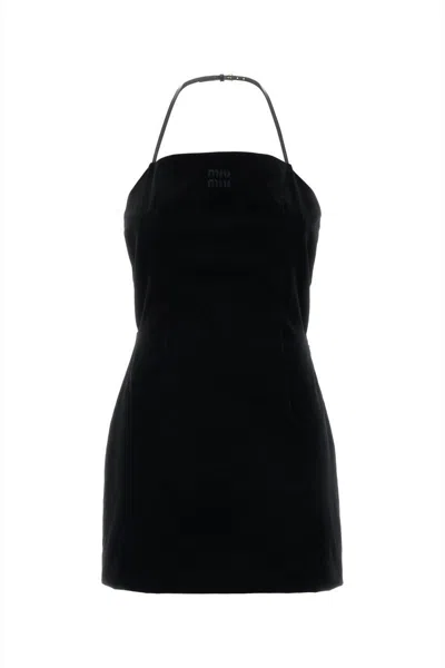 Miu Miu Women's Stretch Velvet Mini Dress In Black