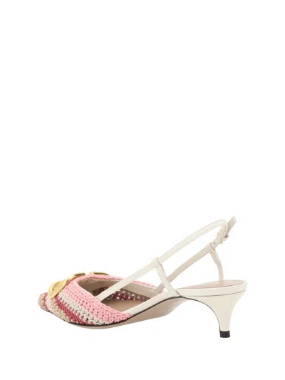 Valentino Multicolor Crochet Vlogo Pumps In Pink