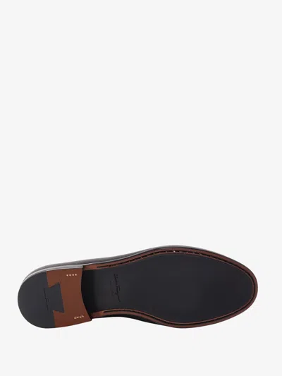 Ferragamo Leather David Loafer With Gancini Hook For Men In Black