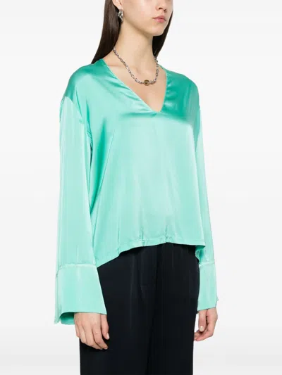 Forte Forte Silk V-necked Blouse In Green