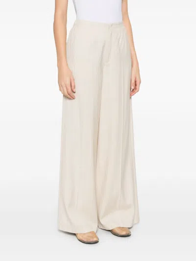Forte Forte Viscose Wool Slub Flat Front Pants In Multicolor