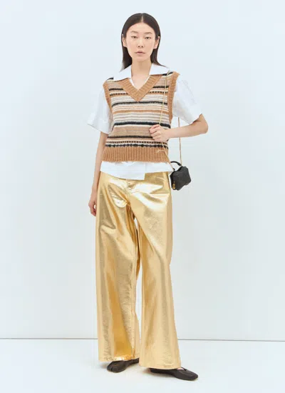 Ganni Women Foil Wide Jeans In Gold