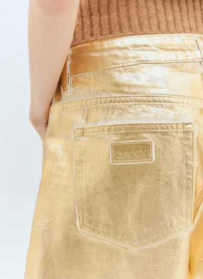 Ganni Women Foil Wide Jeans In Gold