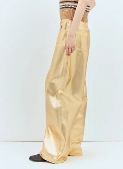 Ganni Women Foil Wide Jeans In Gold