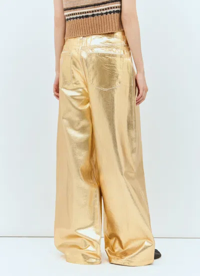 Ganni Women Foil Wide Jeans In Gold