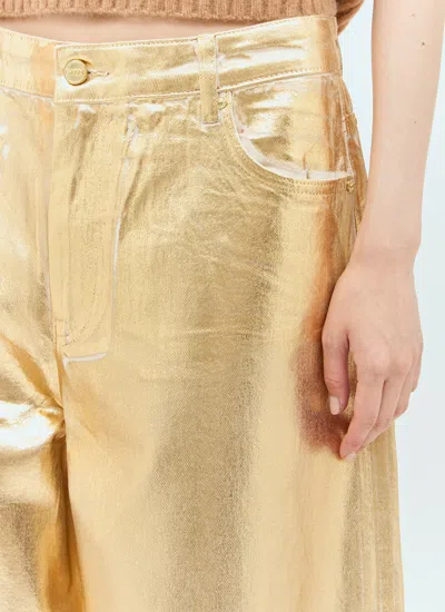 Ganni Women Foil Wide Jeans In Gold