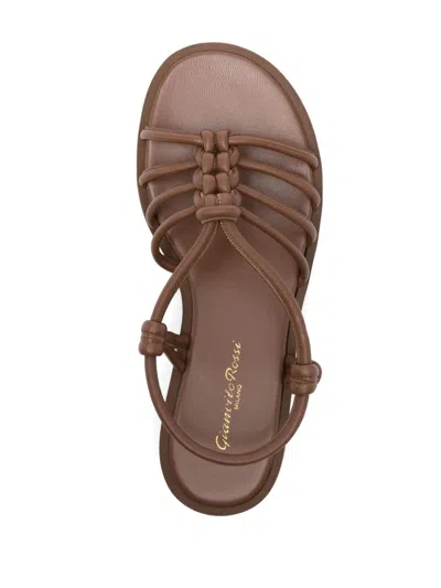 Gianvito Rossi Camel Brown Caged Slingback Sandals In Multicolor