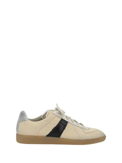 Maison Margiela Replica Leather And Suede-trimmed Twill Sneakers In Multicolour
