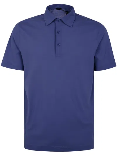 Herno Polo Shirts With Collared Short Sleeves In Blue