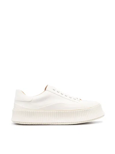 Jil Sander Men Low Laced Sneakers With Vulcanized Rubber Sole In Gray