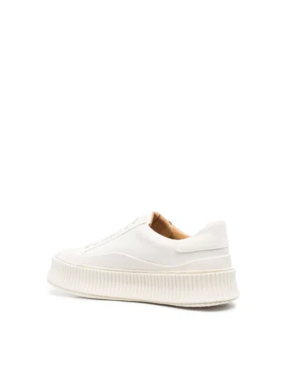 Jil Sander Men Low Laced Sneakers With Vulcanized Rubber Sole In Gray