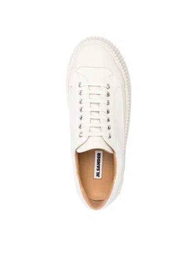 Jil Sander Men Low Laced Sneakers With Vulcanized Rubber Sole In Gray