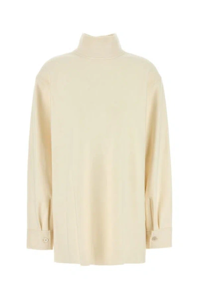 Jil Sander Wool Blend Blouse With High Neck And Keyhole Back In Yellow