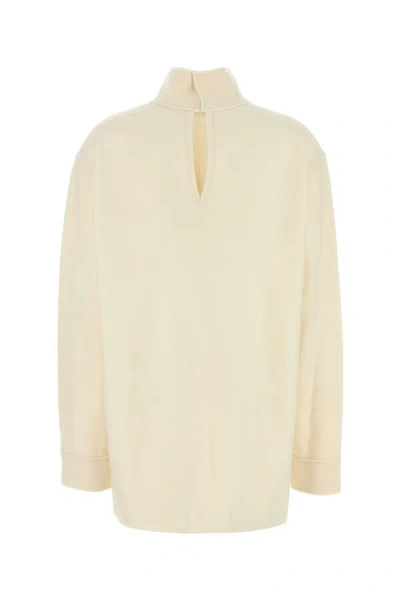 Jil Sander Wool Blend Blouse With High Neck And Keyhole Back In Yellow