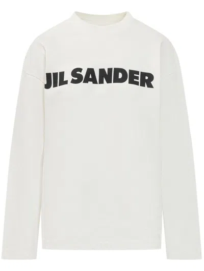 Jil Sander Crew Neck Long Sleeves T-shirt With Ribbed Collar And Printed Logo On The Front Clothing In Multicolor
