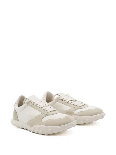 Jil Sander Women White Leather And Suede Moon Sneakers In Gray