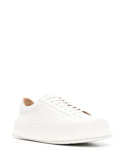 Jil Sander Woman Sneakers Ivory Size 10 Soft Leather In White