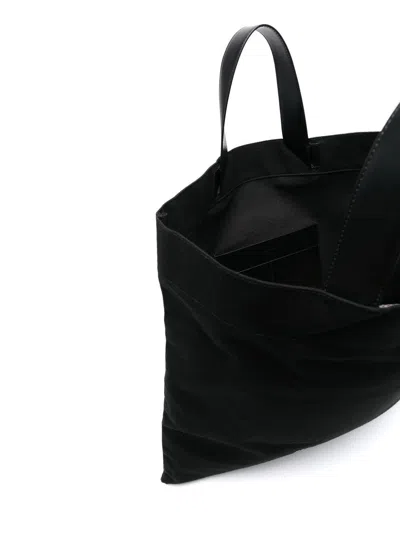 Jil Sander Black Canvas Shopping Bag In Black