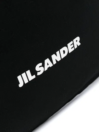 Jil Sander Black Canvas Shopping Bag In Black