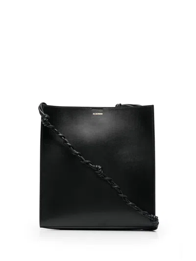Jil Sander Medium Faux Leather Shoulder Bag In Black