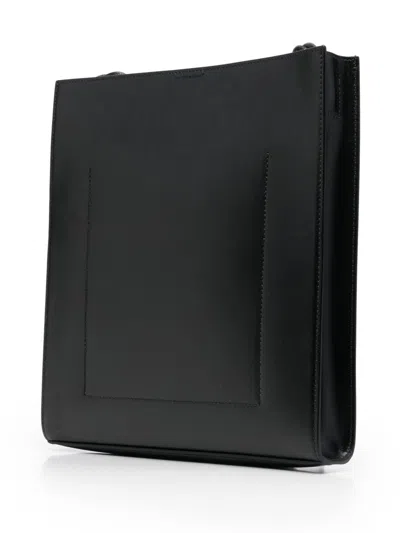 Jil Sander Medium Faux Leather Shoulder Bag In Black