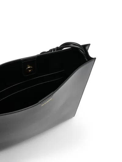 Jil Sander Medium Faux Leather Shoulder Bag In Black