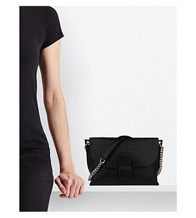 Shop Loewe Avenue Embossed Leather Cross-body Bag In Black