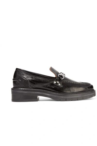 Rag & Bone Curtis Textured Patent-leather Loafers In Black