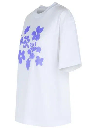 Marni Tee With Logo Floral Print In White