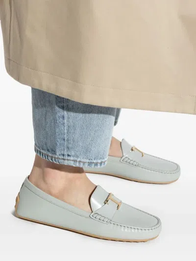 Tod's Grey Leather Loafers In Grey