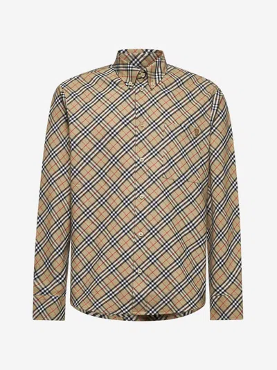 Burberry Cotton Check Shirt With Button-down Collar