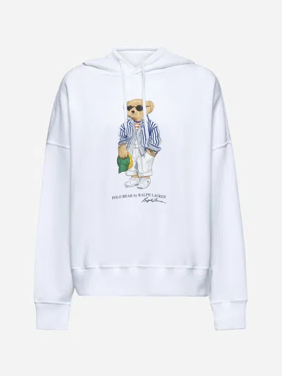 Polo Ralph Lauren Polo Bear Fleece Hoodie With Signature Detailing And Drawstring Hood In Gray