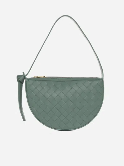 Bottega Veneta Womens Aloe-gold Moon Mini Intrecciato-weave Leather Shoulder Bag In Aloe