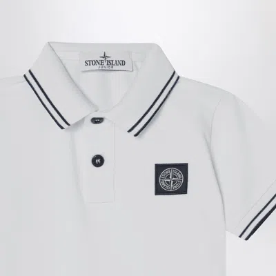 Stone Island Logo Patch Stretch Piquet Polo Shirt Kids In White