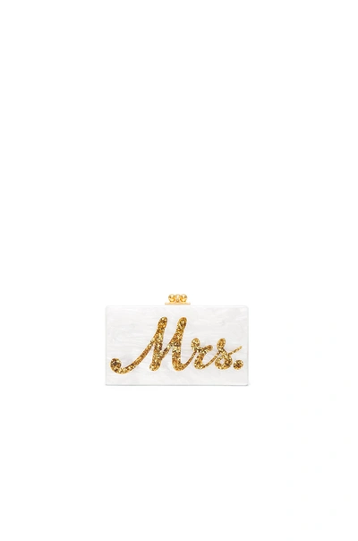 Edie Parker Jean Mrs. Acrylic Clutch In White & Gold Confetti