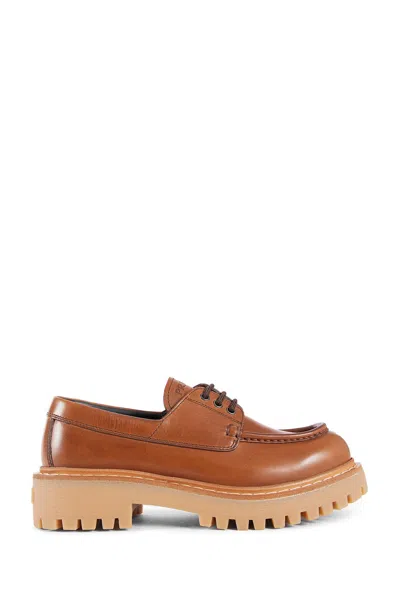 Prada Mocassini In Pelle Intrecciata In Brown