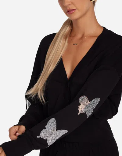 Lauren Moshi Camas Crystal Opal Butterflies In Black