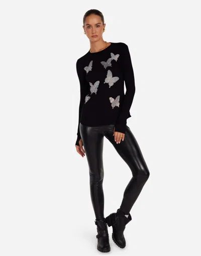 Lauren Moshi Mckinley Crystal Opal Butterflies In Black