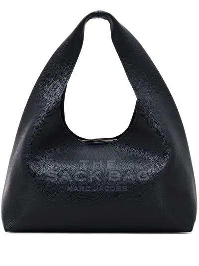 Marc Jacobs Grained Black Leather Handbag With Silver-tone Hardware In Black
