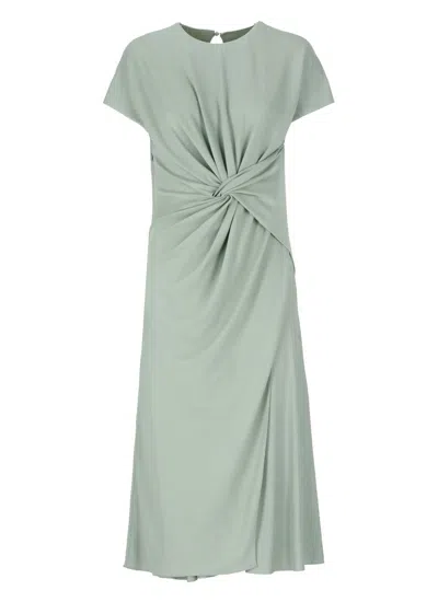 Lanvin Green Robe Viscose Midi Dress In Green