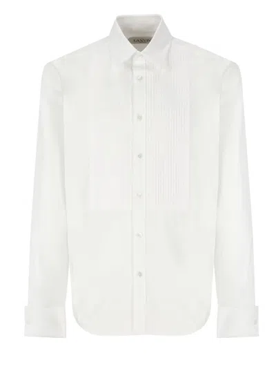 Lanvin Curved Hem Long-sleeved Shirt In White