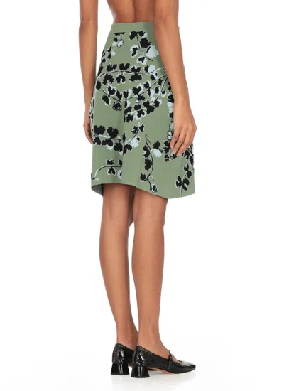 Lanvin Floral Pattern Elastic Waist Midi Skirt In Green