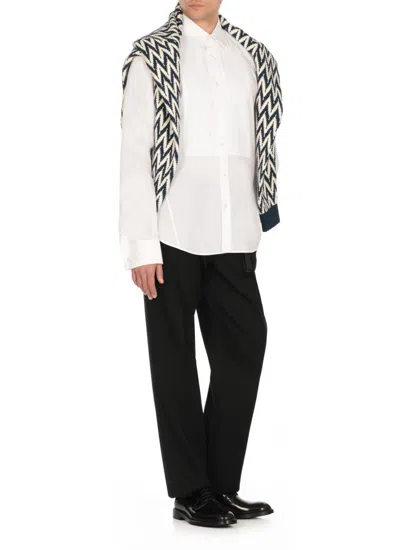 Lanvin Curved Hem Long-sleeved Shirt In White