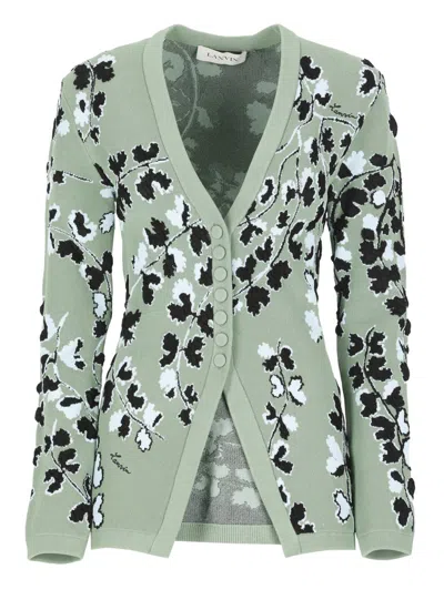 Lanvin Floral Pattern Buttoned Cardigan In Green