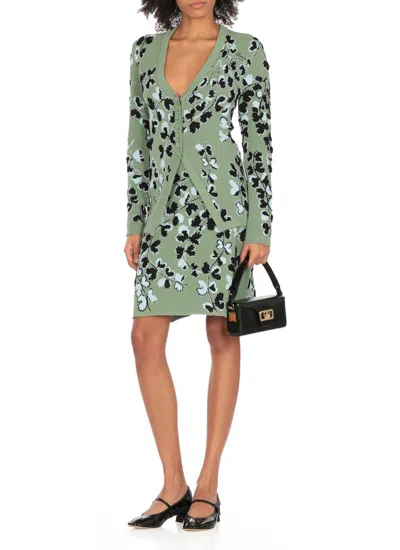 Lanvin Floral Pattern Buttoned Cardigan In Green