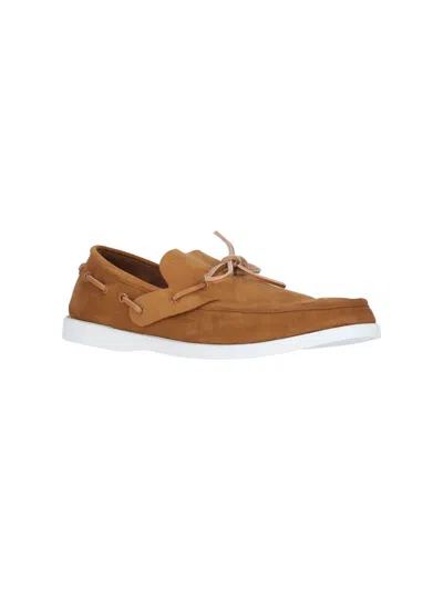Marni Leather Loafers With Rubber Outsole And Piping In Brown
