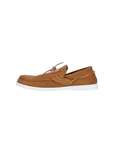 Marni Leather Loafers With Rubber Outsole And Piping In Brown