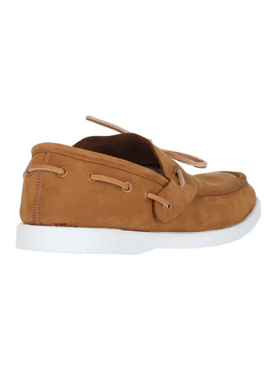 Marni Leather Loafers With Rubber Outsole And Piping In Brown