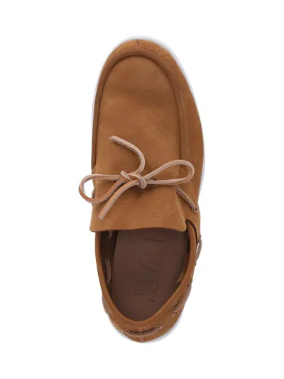 Marni Leather Loafers With Rubber Outsole And Piping In Brown